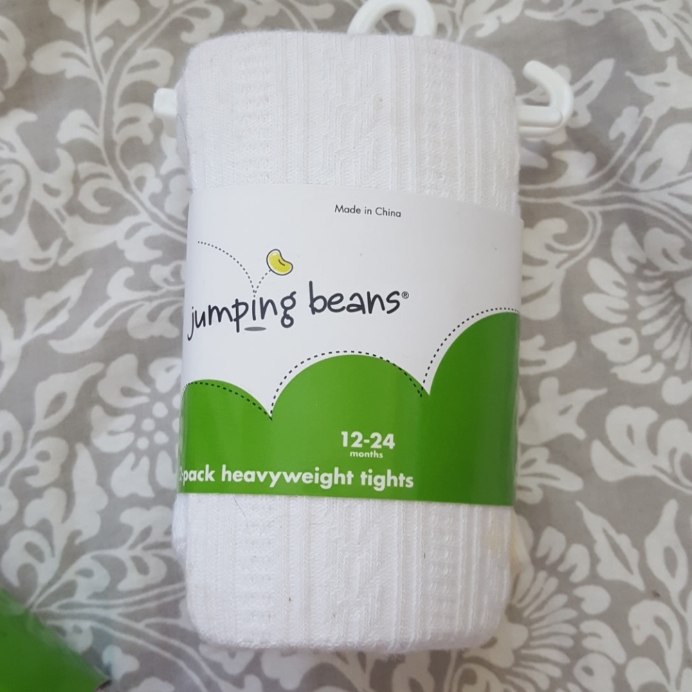 4 Pairs of Tights Jumping Beans Pink,Gray,White - Picture 3 of 6